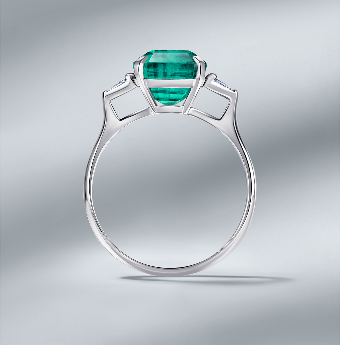 Diamond Ring Set with Natural Zambian Emerald