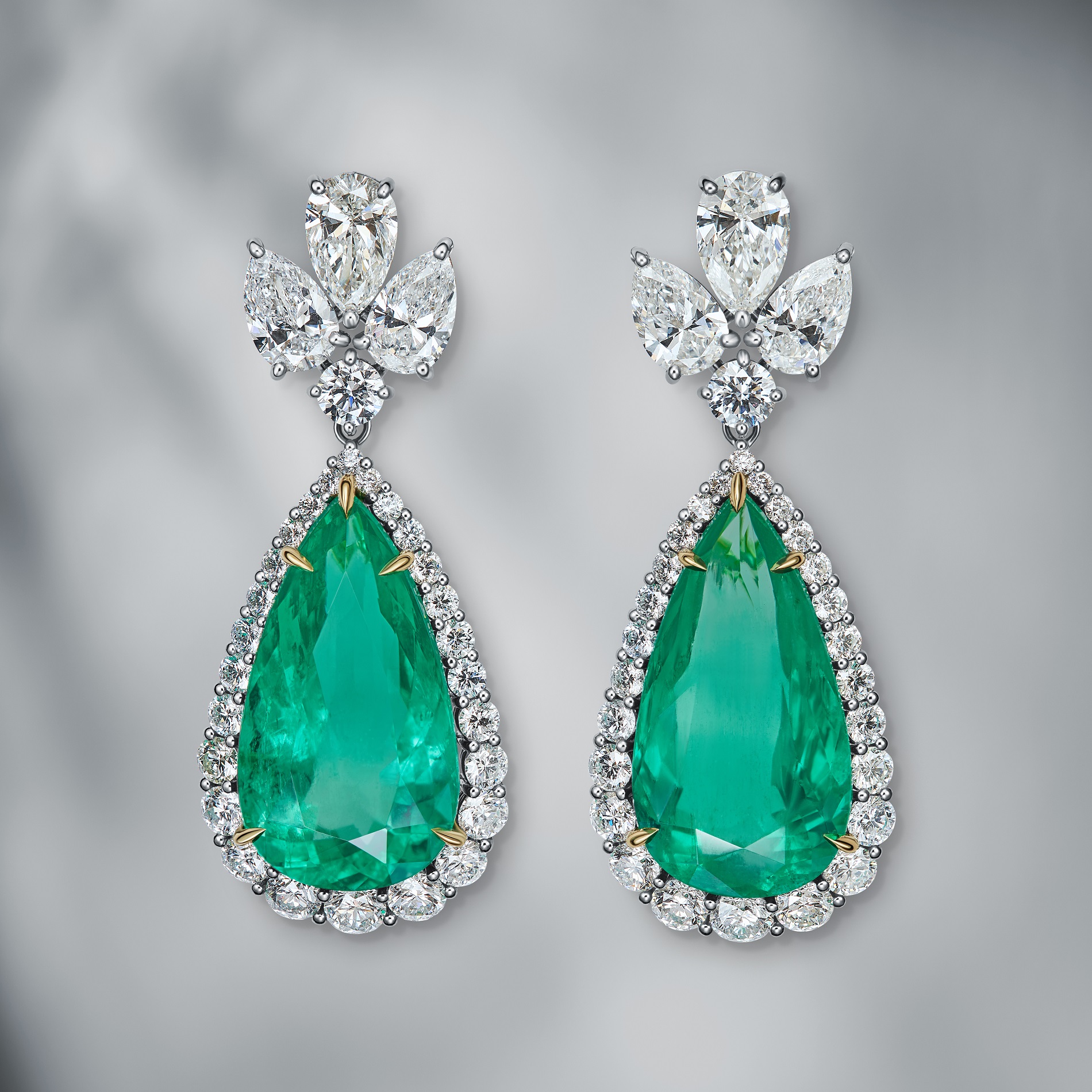 Natural Colombian Emerald & Diamond Earrings