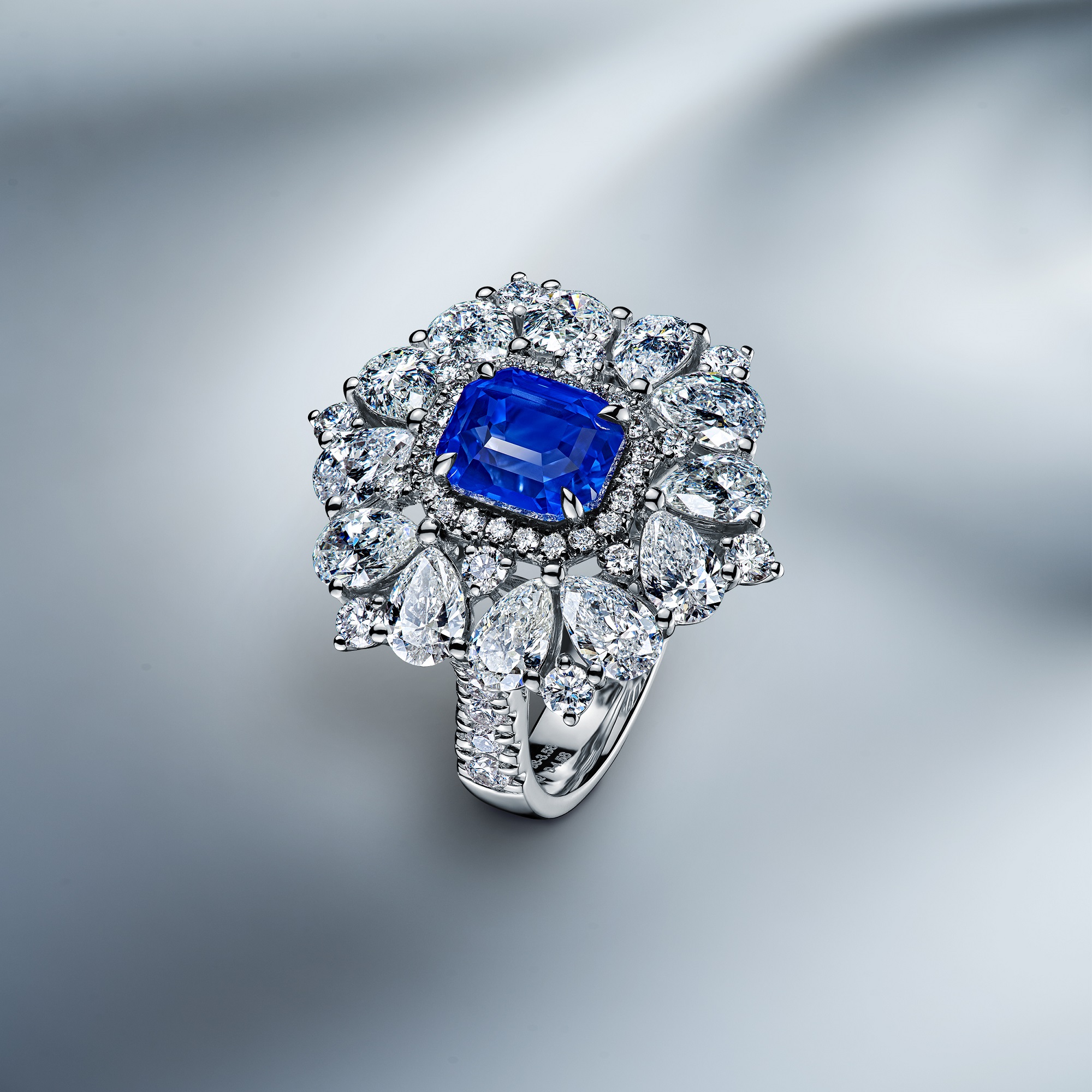 Natural Sapphire And Diamond Ring