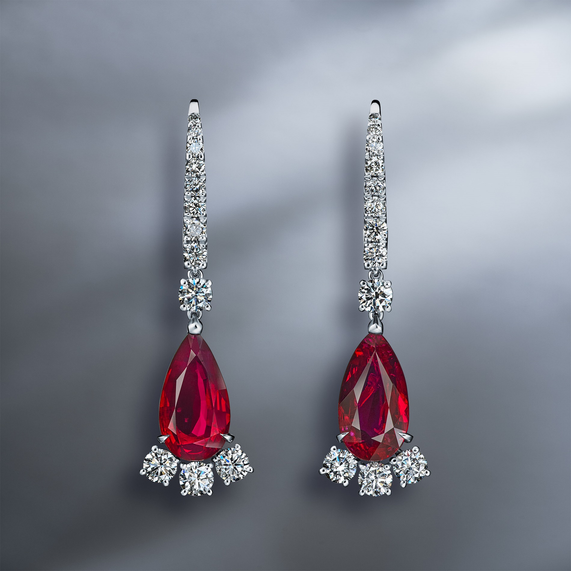 Natural Mozambique Ruby & Diamond Earrings
