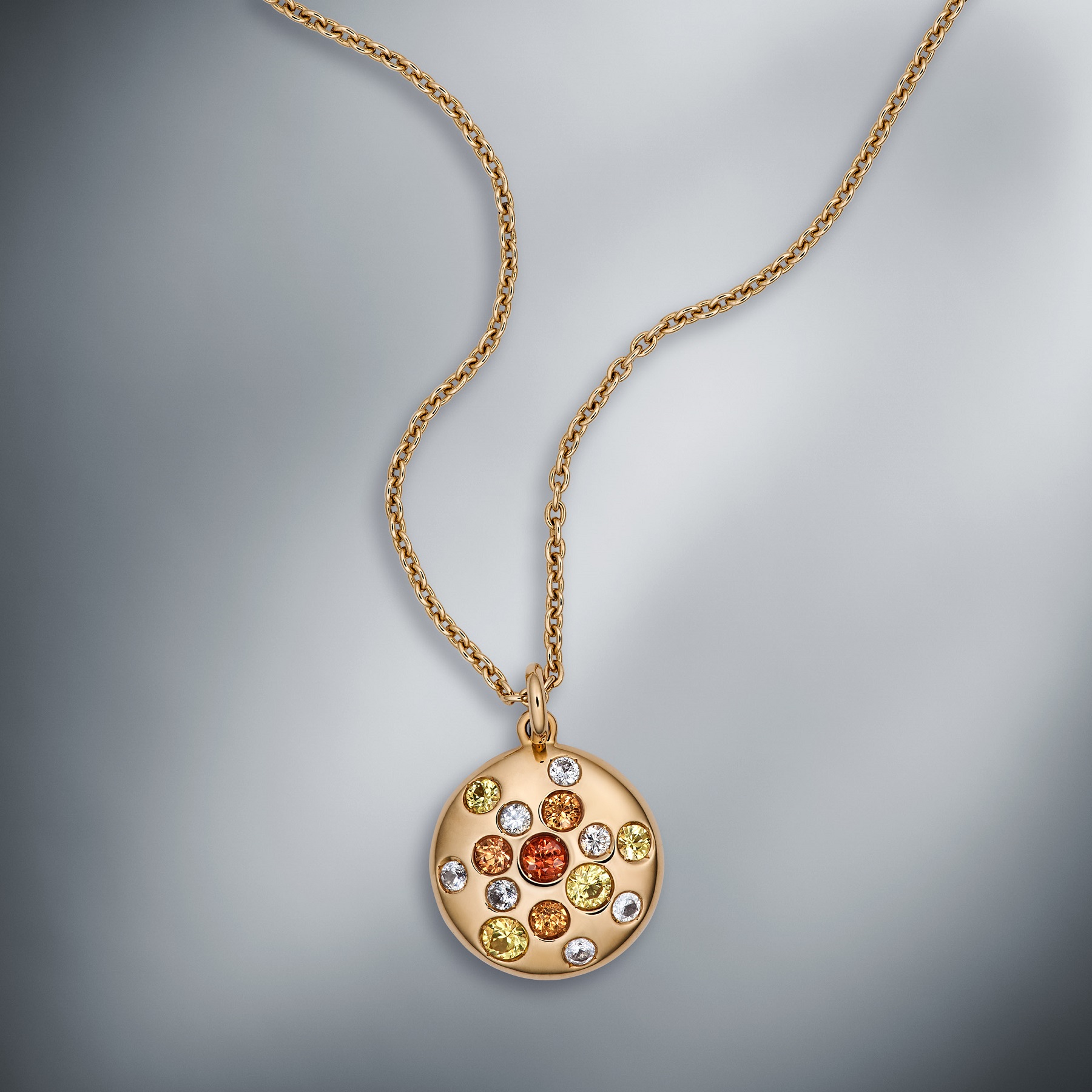 Multicolored Sapphire Pendant With Chain