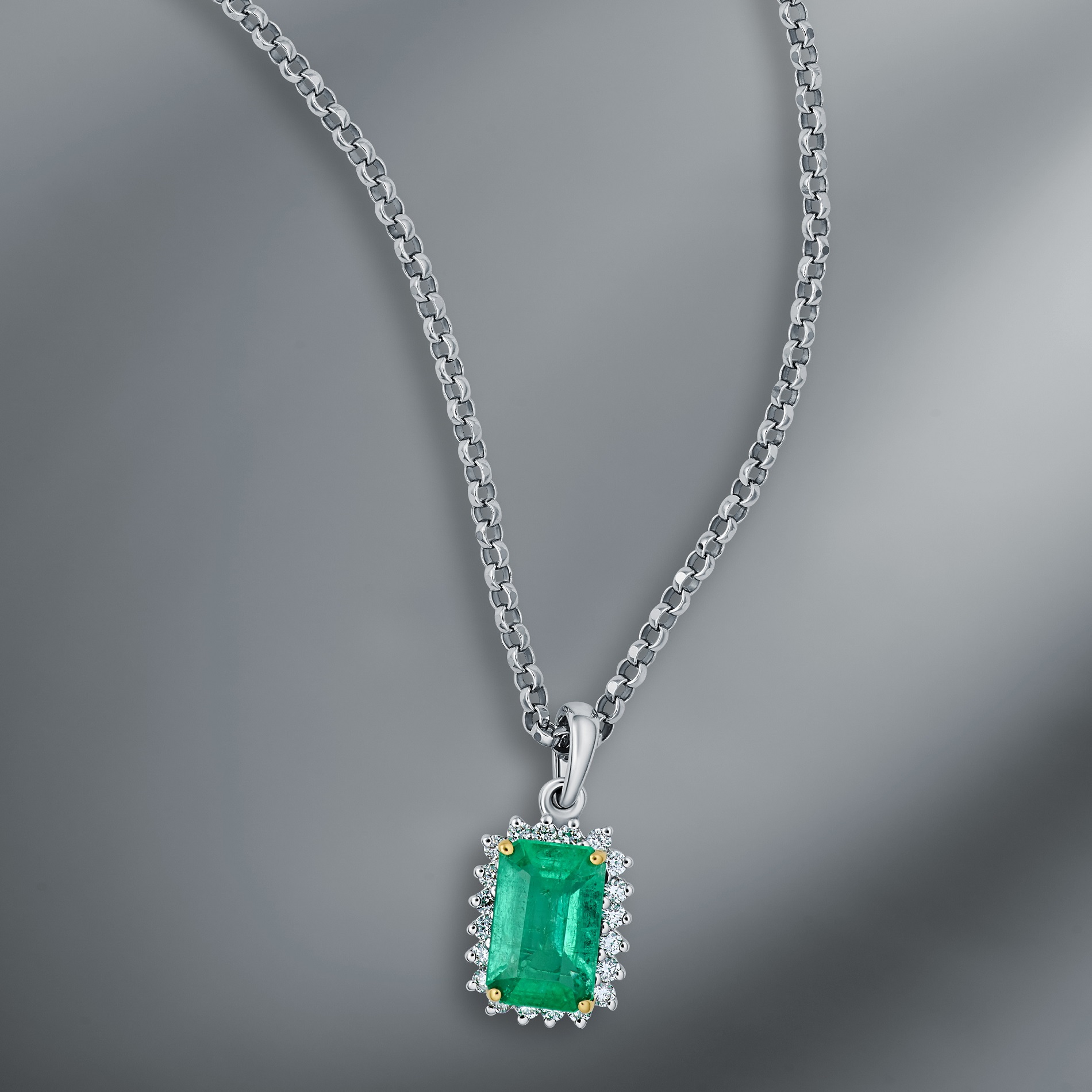 Natural Emerald And Diamond Pendant