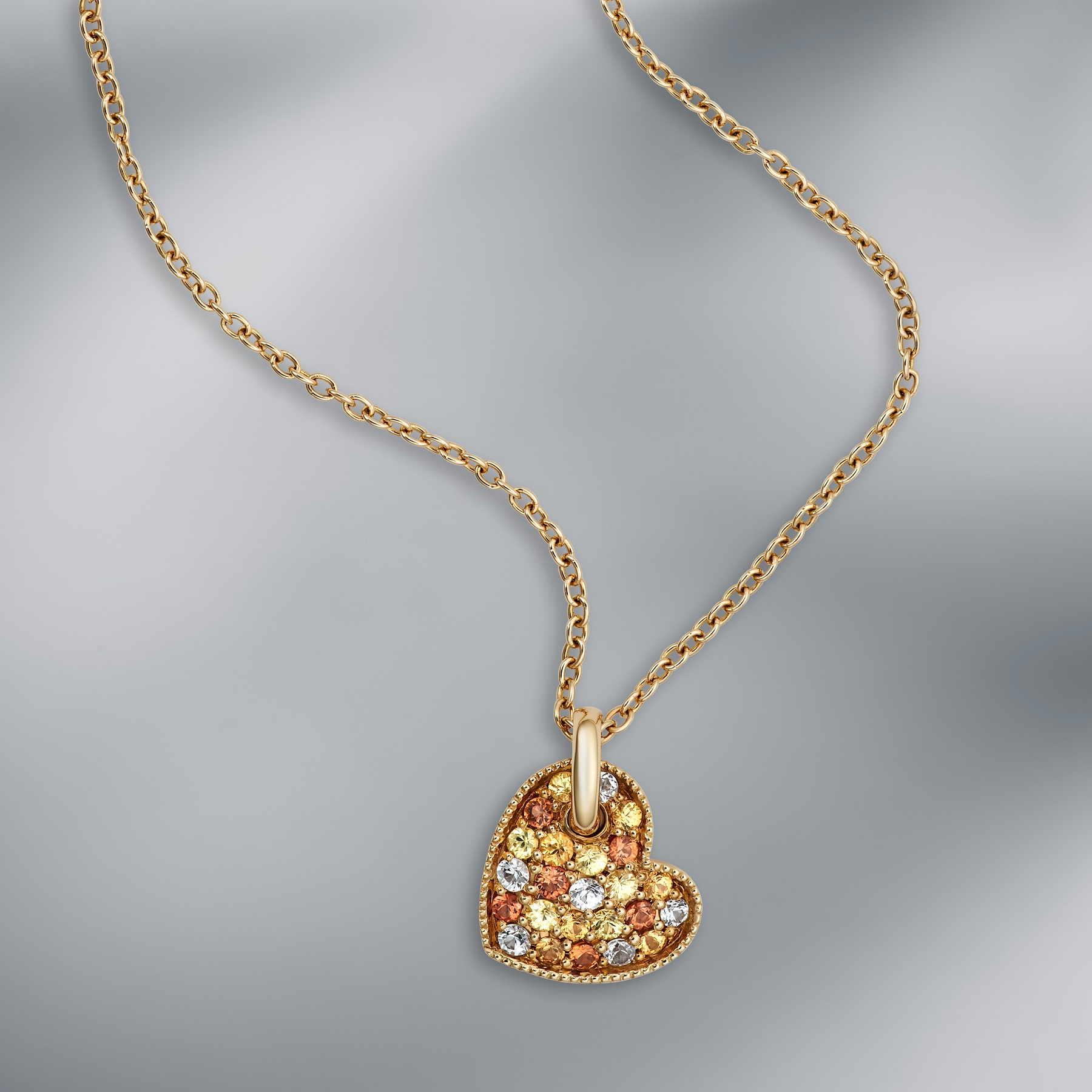 Multicolored Sapphire Pendant With Chain
