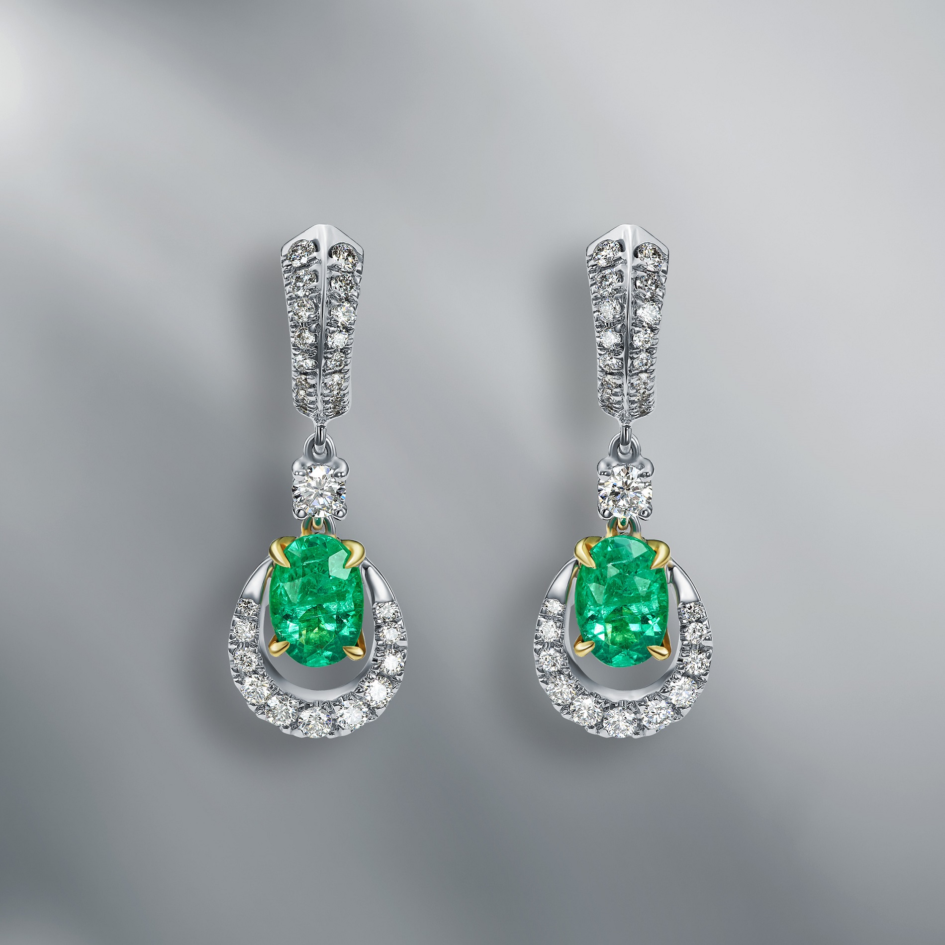 Natural Emerald And Diamond Earrings