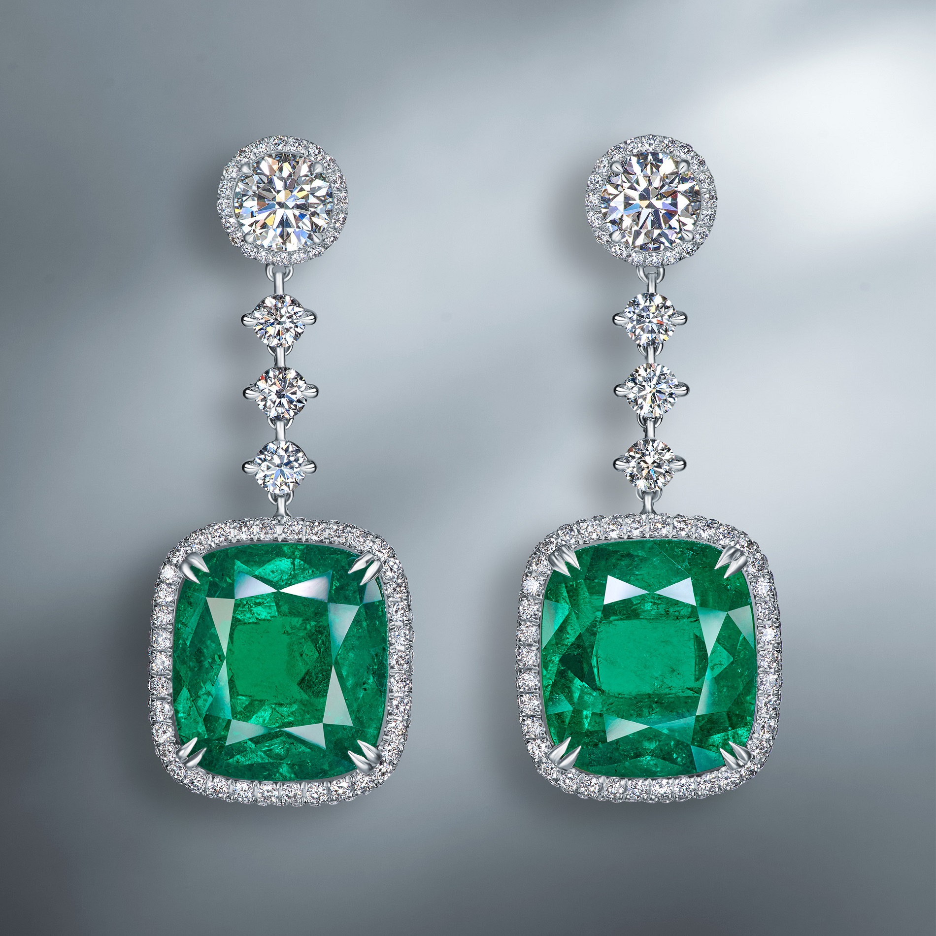 Exceptional Colombian Emerald & Diamond Earrings