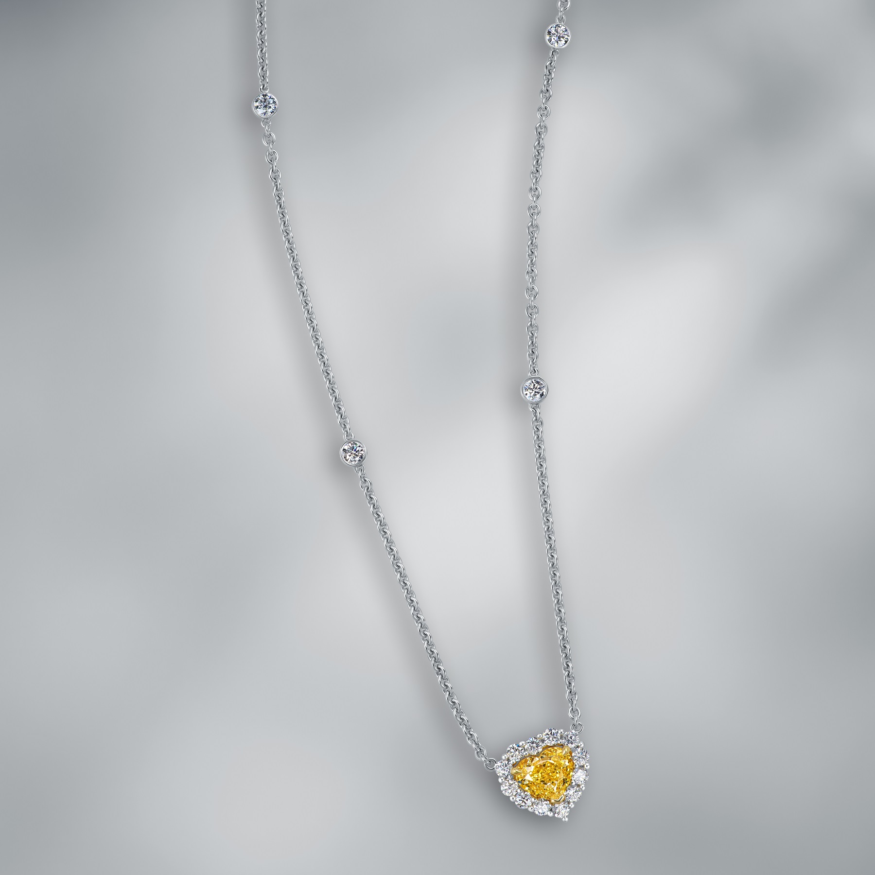Diamond Fancy Vivid Yellow Pendant With Chain