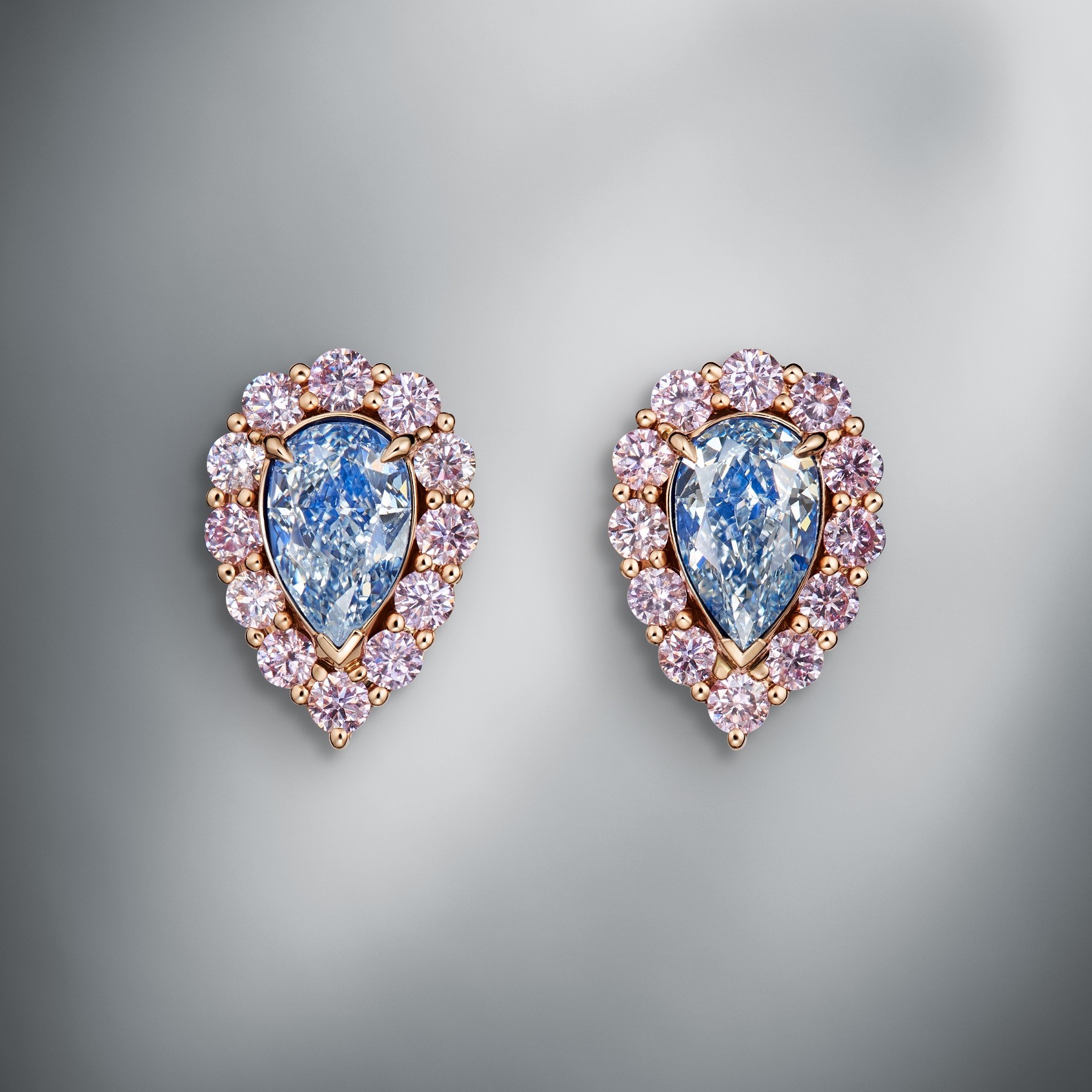 Exceptional Fancy Blue Diamond Earstuds