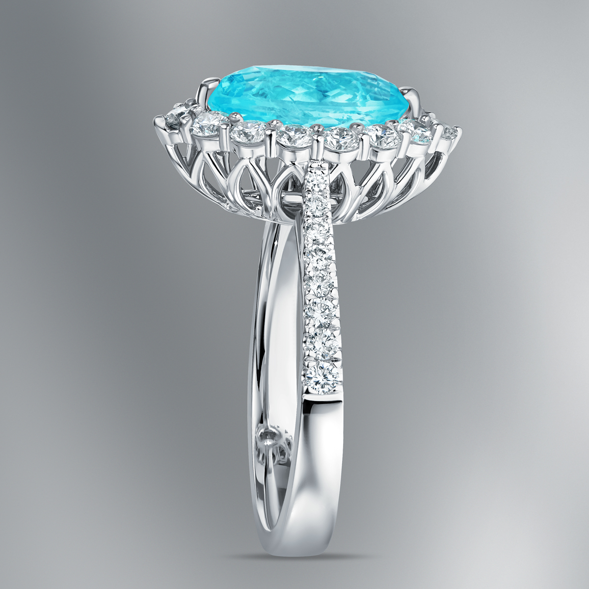 Diamond Ring Set with Natural Paraiba Tourmaline “Teardrop”