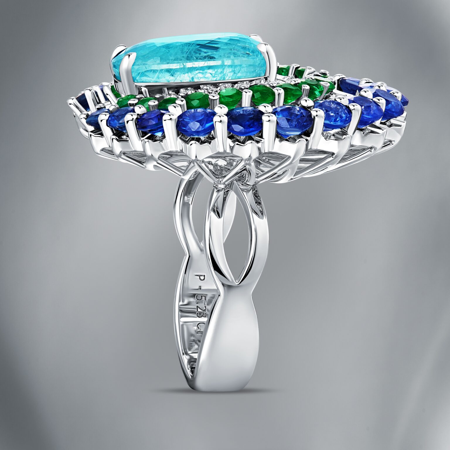 Diamond Ring Set  with Natural Tourmaline Paraiba