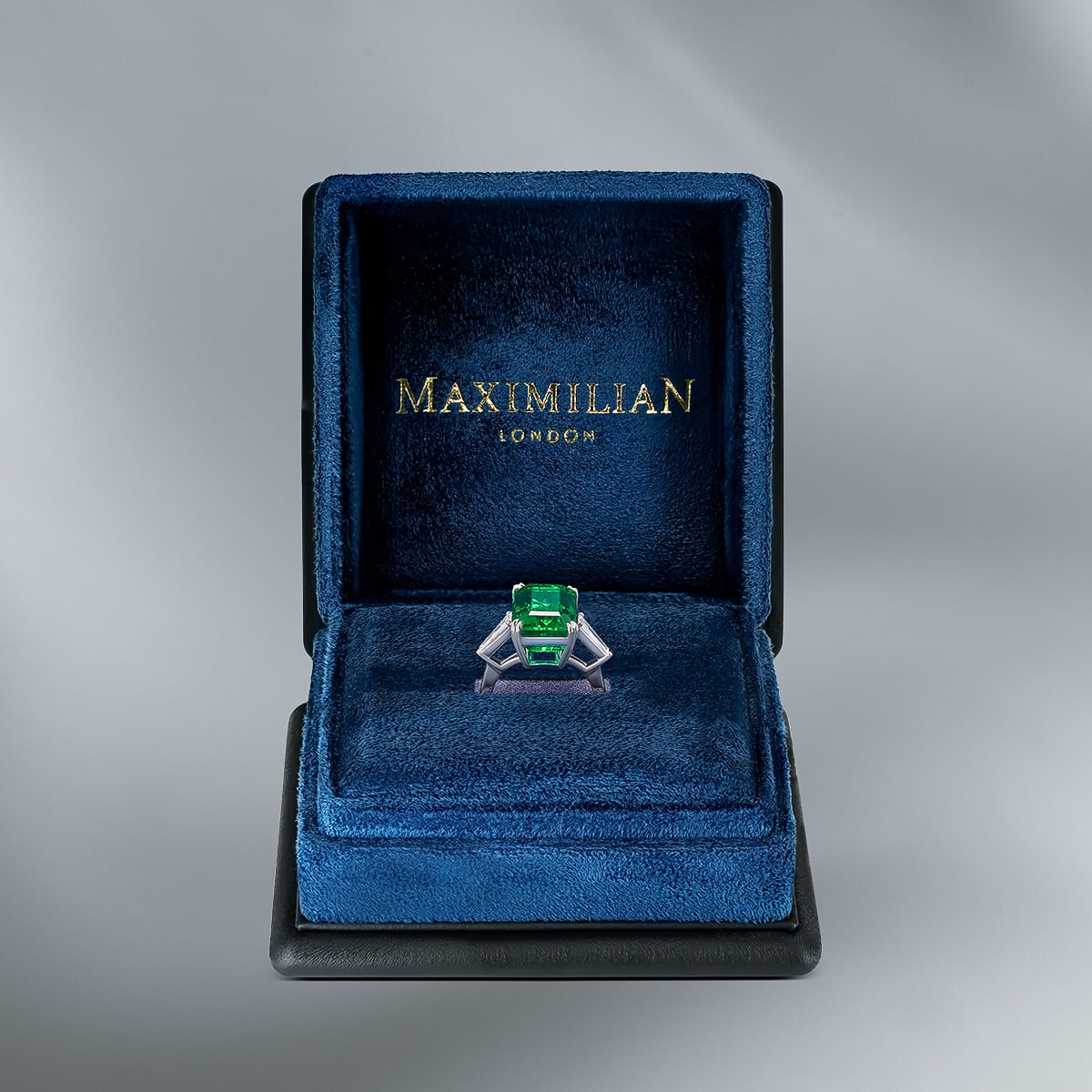 Diamond Ring Set  with Natural Zambian Emerald