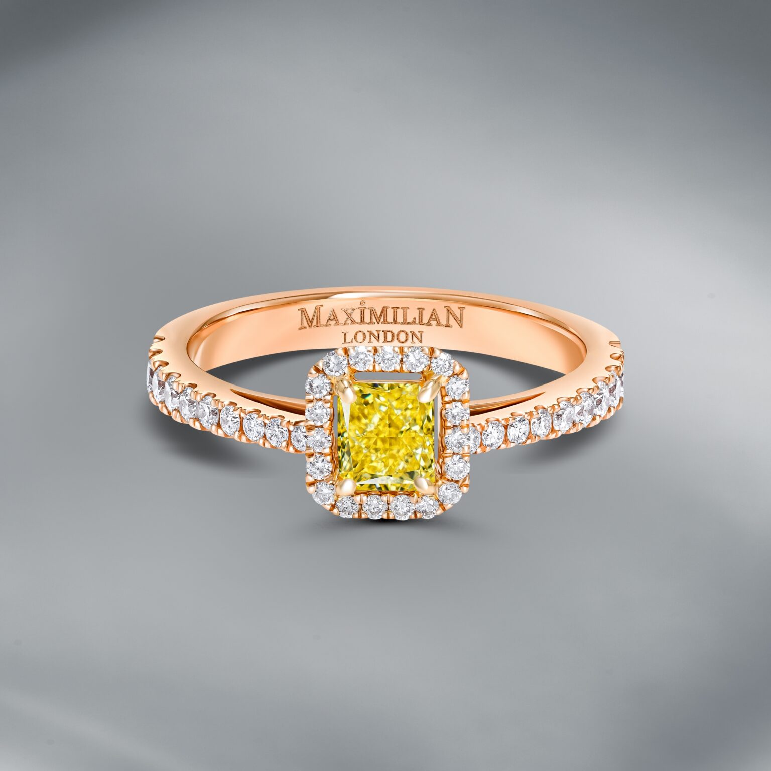 Natural Fancy Vivid Yellow – Orange Diamond Ring