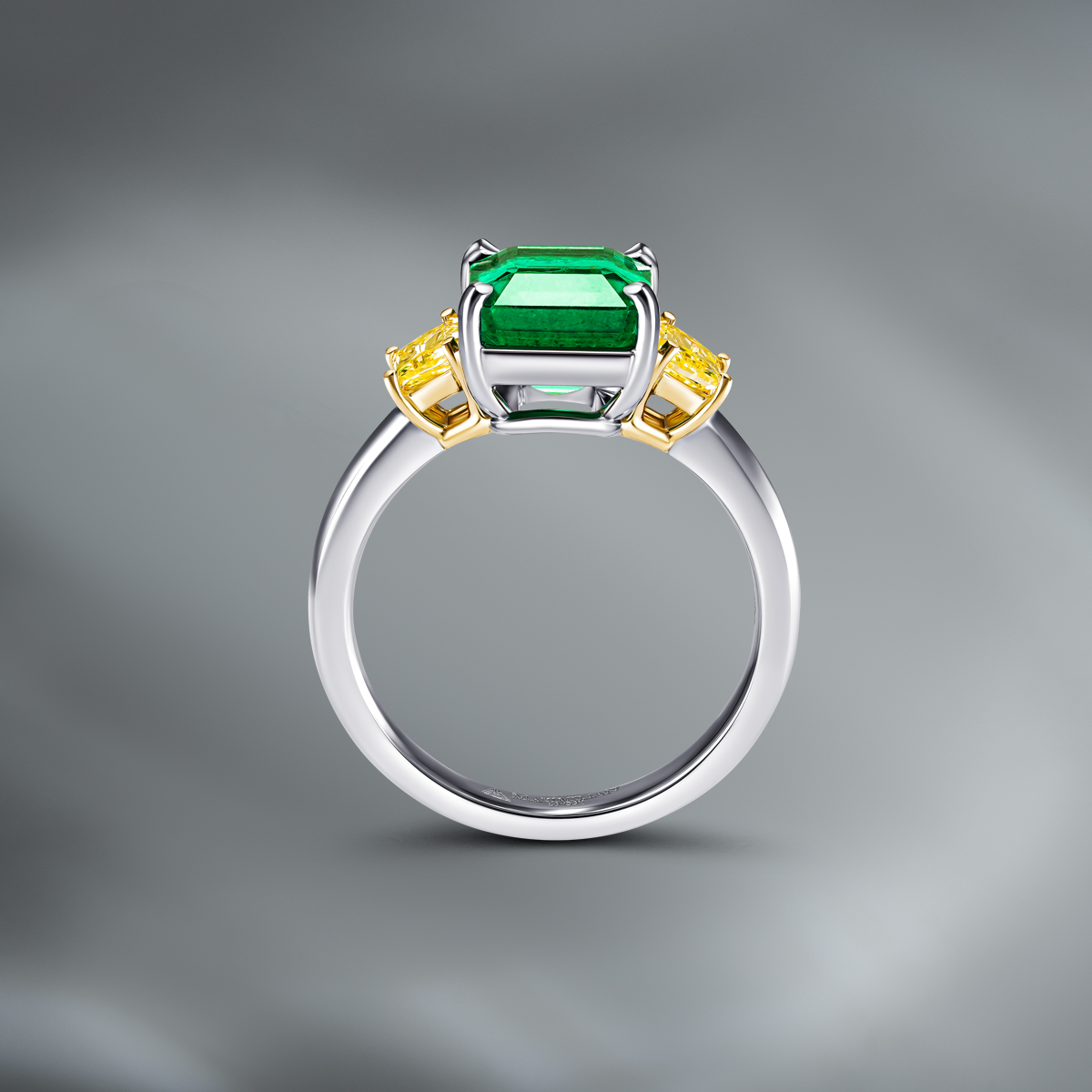 Diamond Ring Set With Zambian Emerald