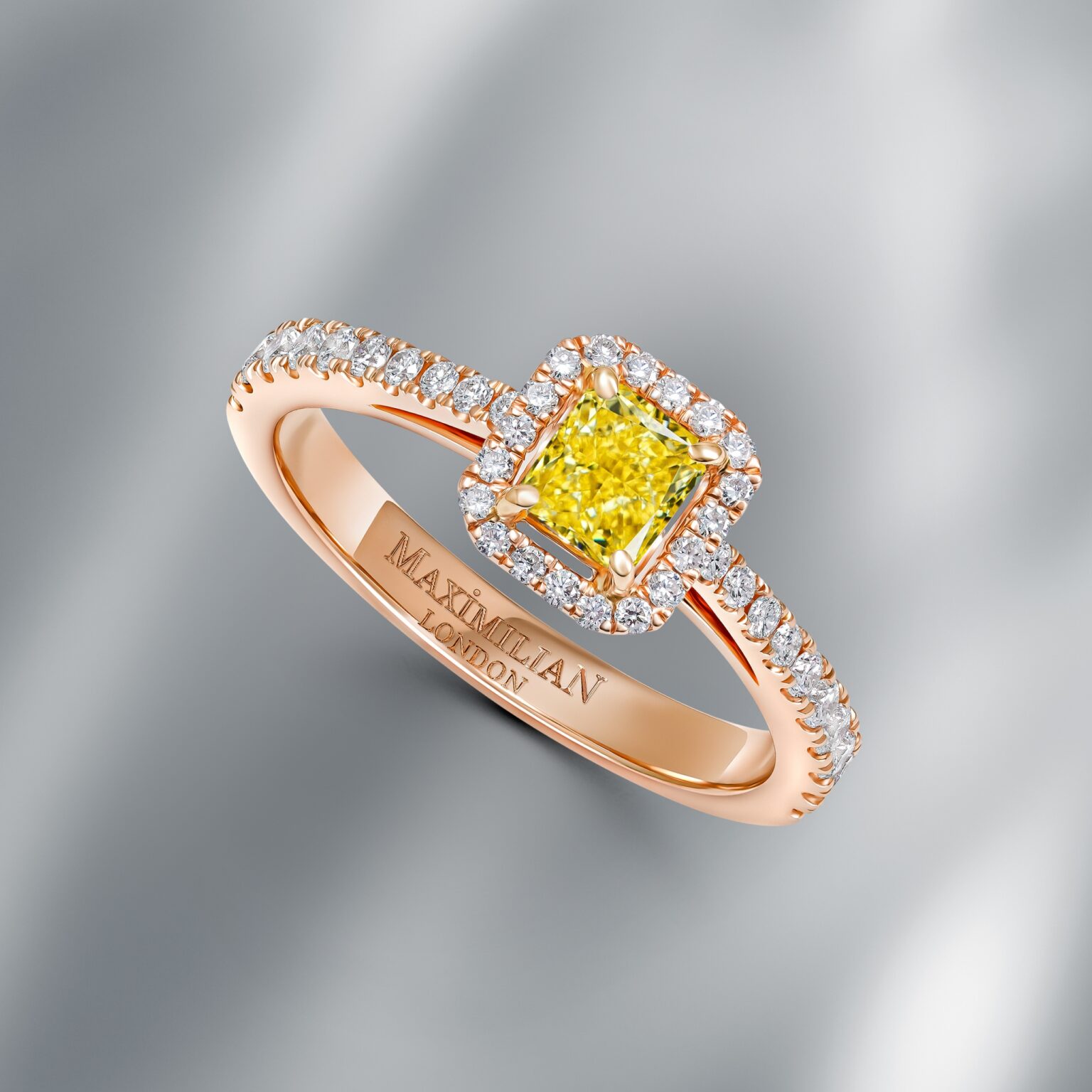 Natural Fancy Vivid Yellow – Orange Diamond Ring
