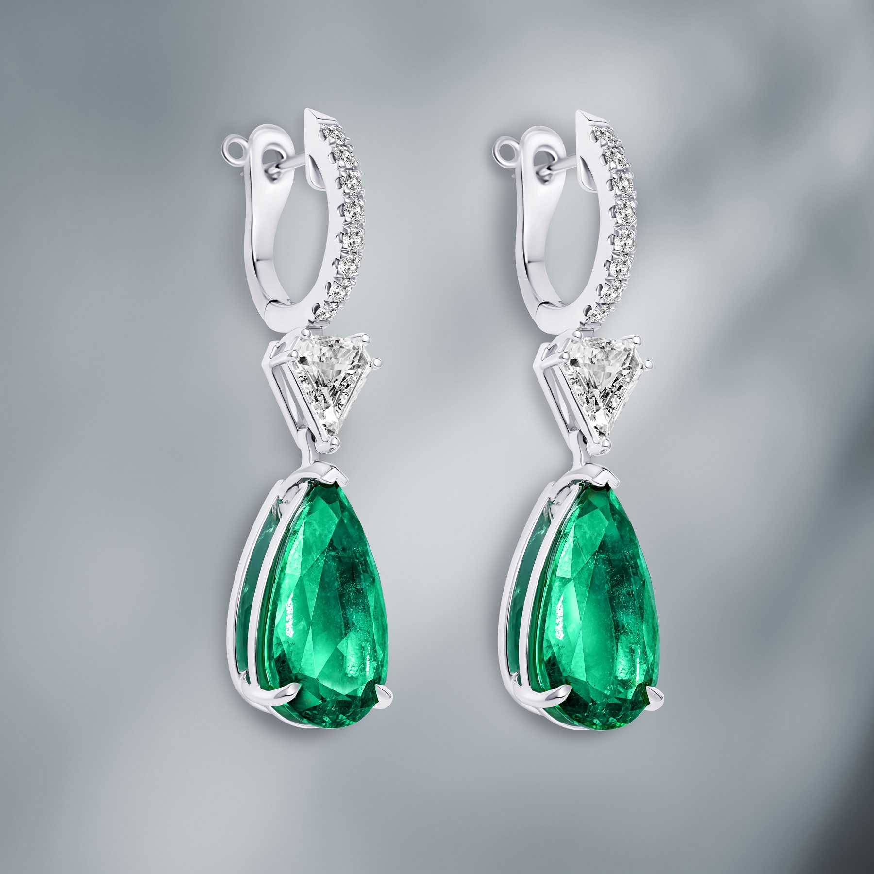 Natural Emerald & Diamond Earrings