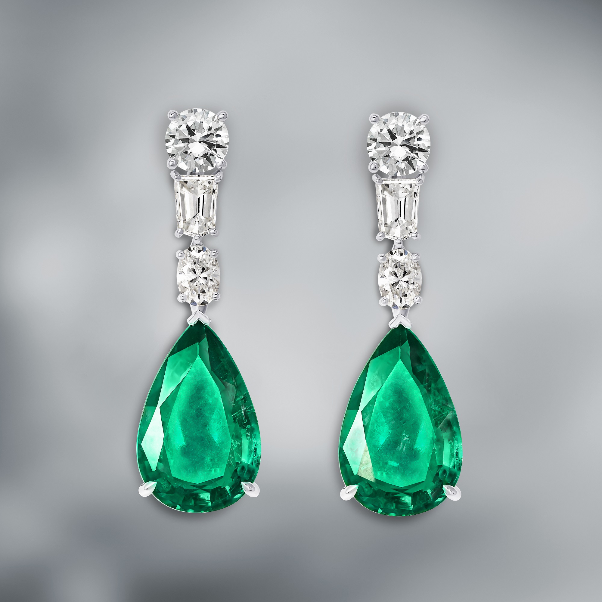 Natural Emerald & Diamond Earrings