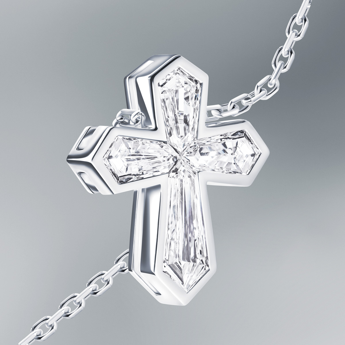 Diamond Cross Pendant With 18k Gold Chain