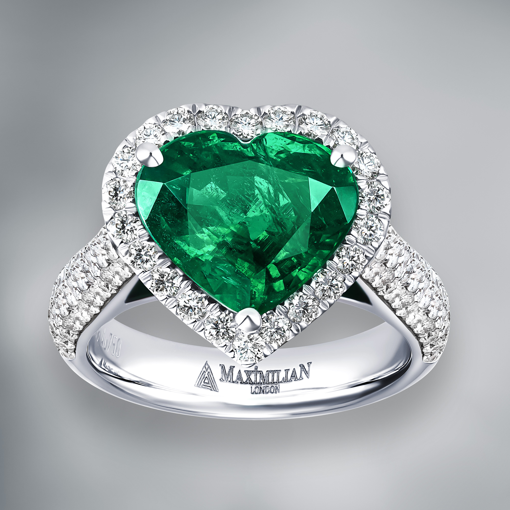Natural Zambian Emerald & Diamond Ring