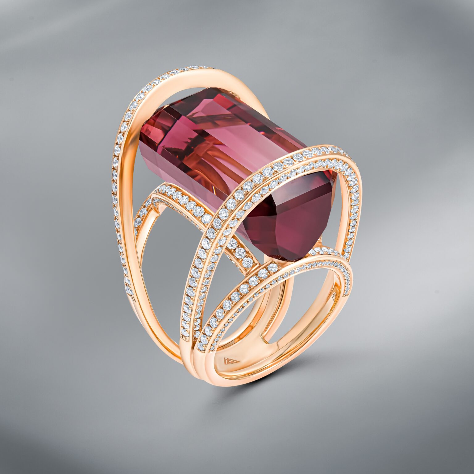 Natural Bicolor Tourmaline & Diamond Ring