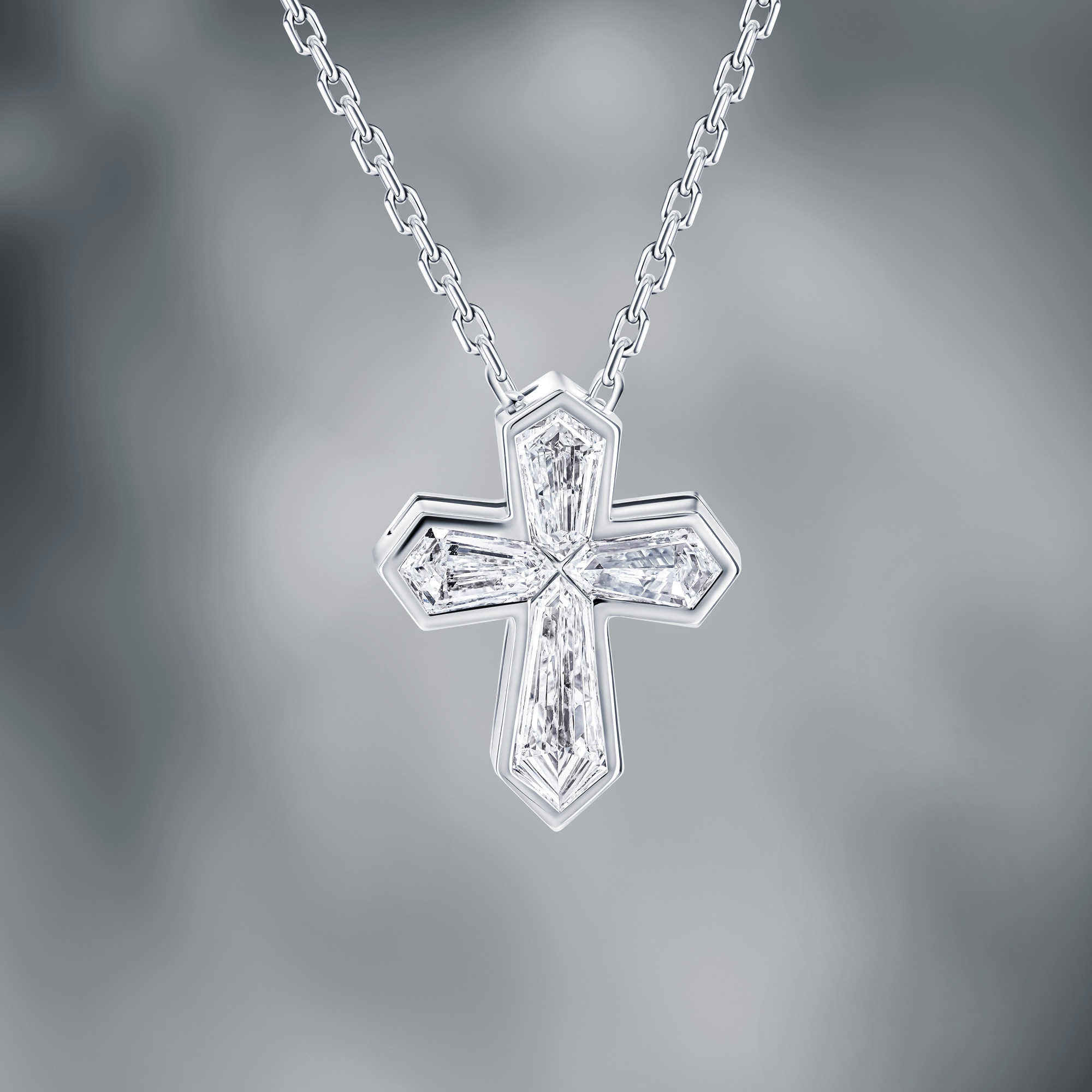 Diamond Cross Pendant With 18k Gold Chain
