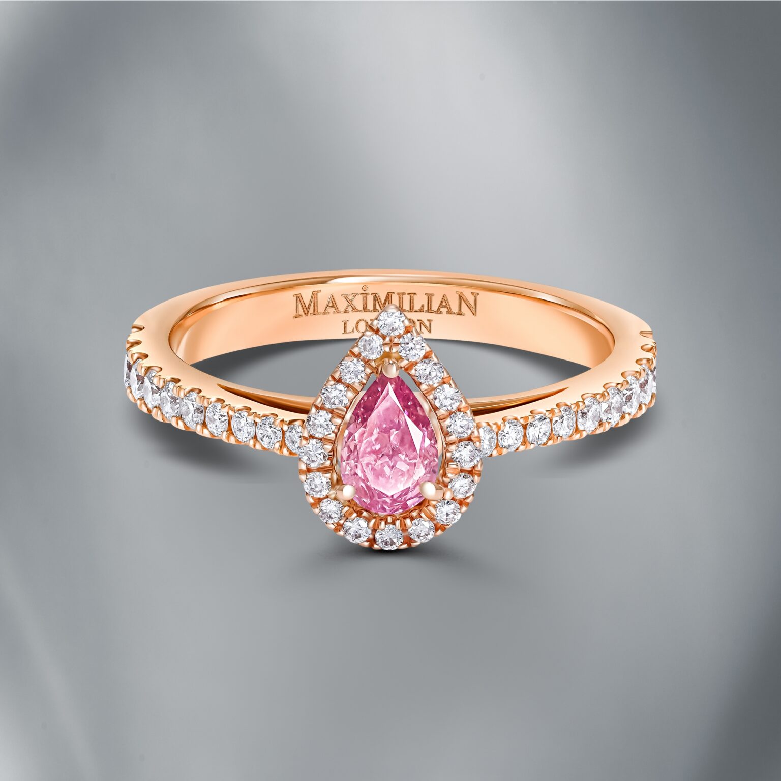 Natural Fancy  Intense Pink – Purple Diamond Ring