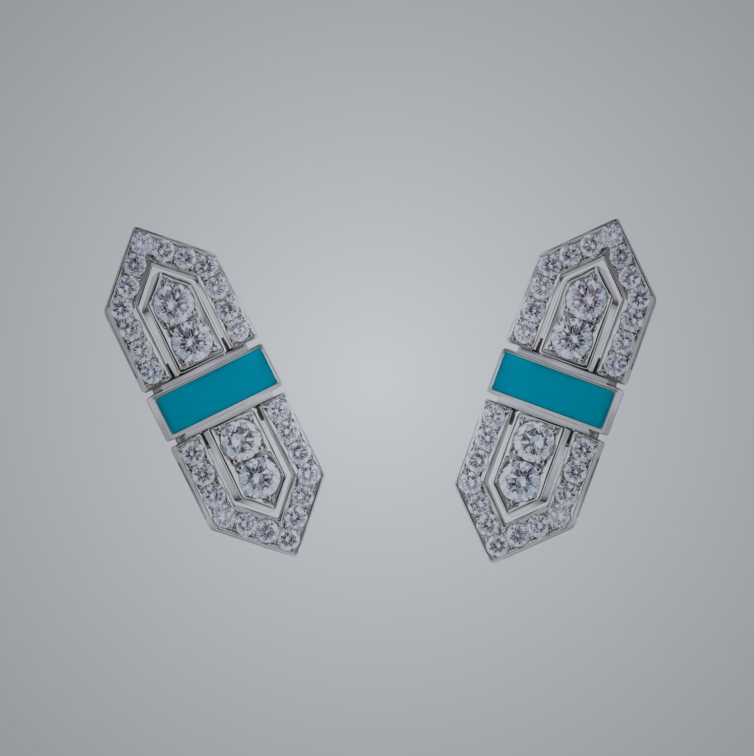 Arabesque Earrings, Turquoise Enamel