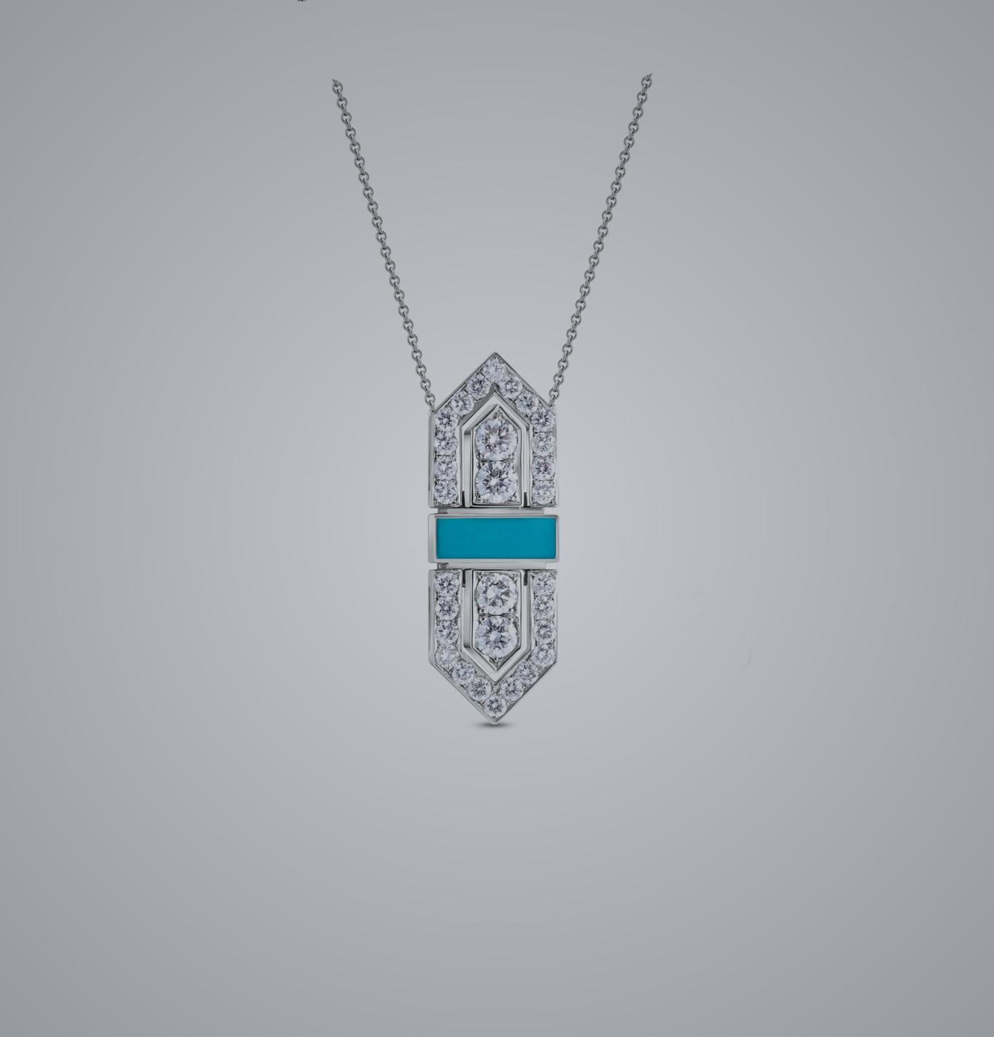 Arabesque Pendant, Turquoise Enamel