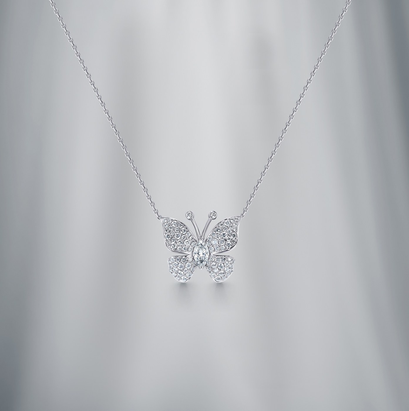 Butterfly Diamond Pendant With 18k Gold Chain