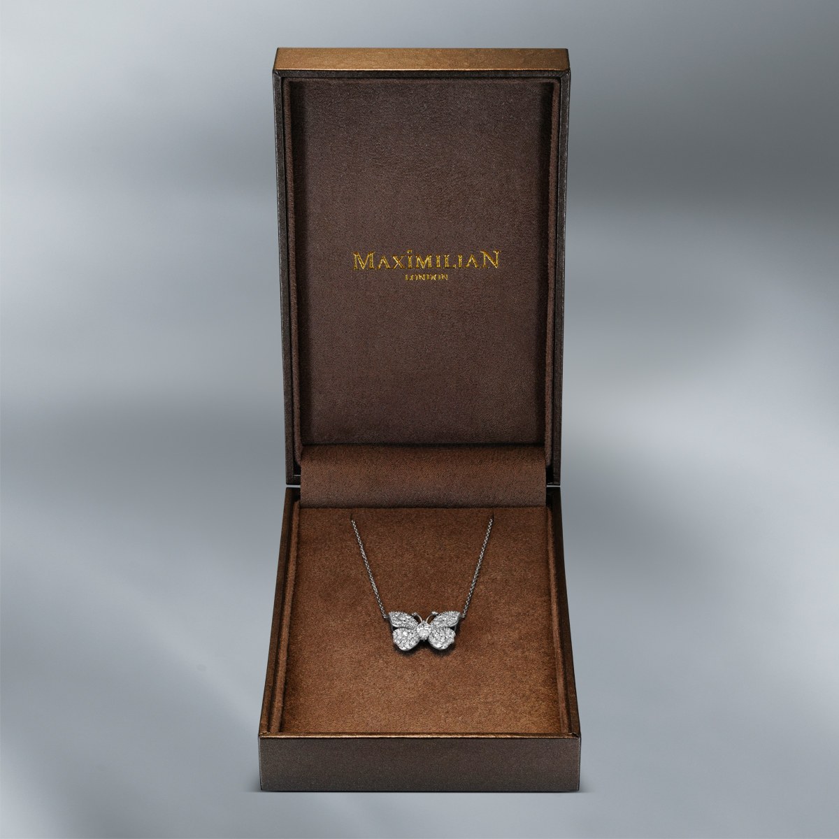 Butterfly Diamond Pendant With 18k Gold Chain