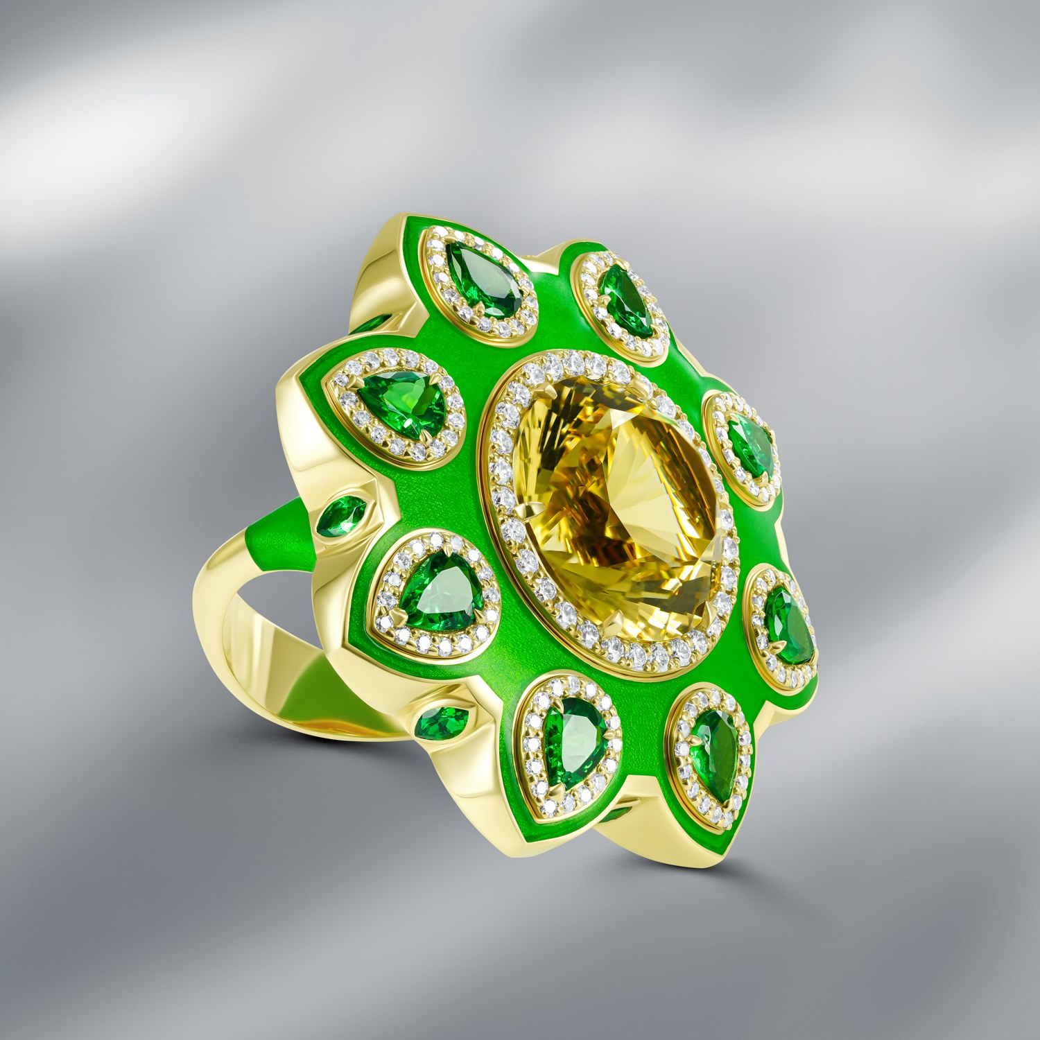 Natural Beryl & Diamond Ring